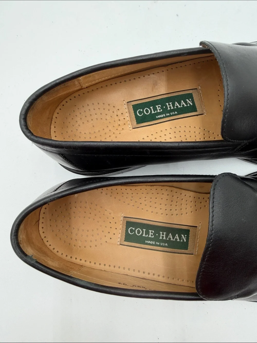 COLE HAAN sz8.5M Black Leather Smooth Loafers MADE IN USA FULL LEATHER